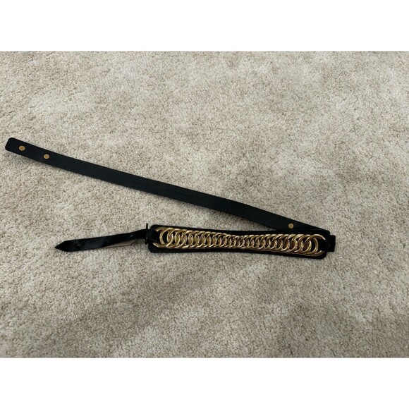 $790 Balenciaga Black Leather Belt With Gold Buckle Runway Collection - Picture 1 of 9
